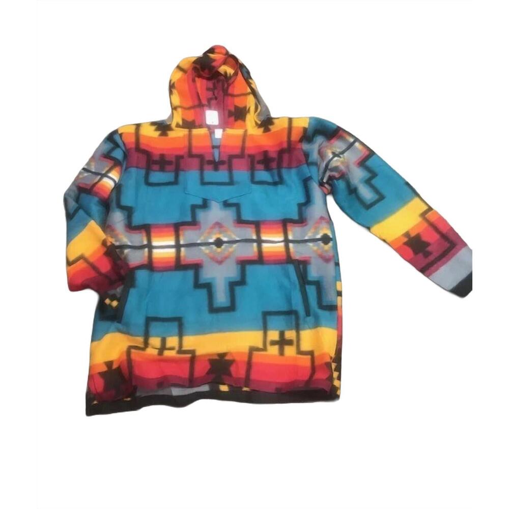 NEW EL PASO SADDLEBLANKET unisex navaho fleece hoodie in black & red